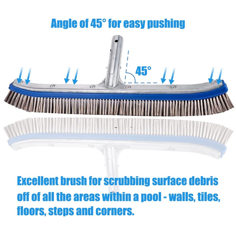 Katikies Pool Brush,Stainless Steel Brush Head,Wire Bristles,for Cleaning and Scrubbing Surfaces Debris Off of All The Areas Within a Pool - Walls, Tiles, Floors, Steps and Corners. (18-inch) - Image 4